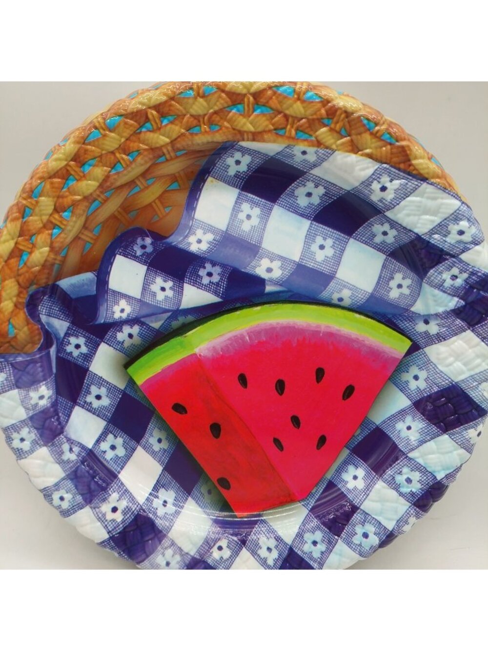 Ullman Watermelon Hard Plastic 11" Plates Lot of 6 Vintage Round READ